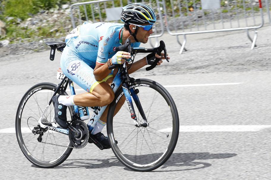 Vincenzo Nibali  stato all&#39;attacco durante la frazione fio a 24 km dall&#39;arrivo. Bettini